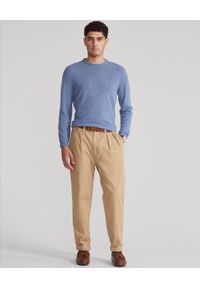 Ralph Lauren - RALPH LAUREN - Niebieski sweter z wełny merino. Typ kołnierza: polo. Kolor: niebieski. Materiał: wełna. Długość rękawa: długi rękaw. Długość: długie. Wzór: haft. Styl: klasyczny #5