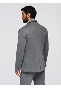 Ombre Clothing - Dzianinowa marynarka męska o dopasowany kroju - grafitowa V1 - Rozmiar: L. Okazja: na spotkanie biznesowe, do pracy, na co dzień. Kolor: szary. Materiał: dzianina. Styl: klasyczny, biznesowy, casual, elegancki #6