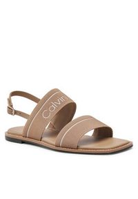 Calvin Klein Sandały Squared Flat Sandal He HW0HW01496 Brązowy. Kolor: brązowy. Materiał: materiał