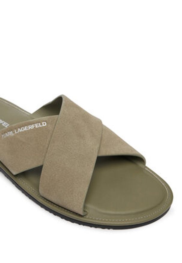 Karl Lagerfeld - KARL LAGERFELD Klapki KL70213C Szary. Kolor: szary. Materiał: zamsz, skóra