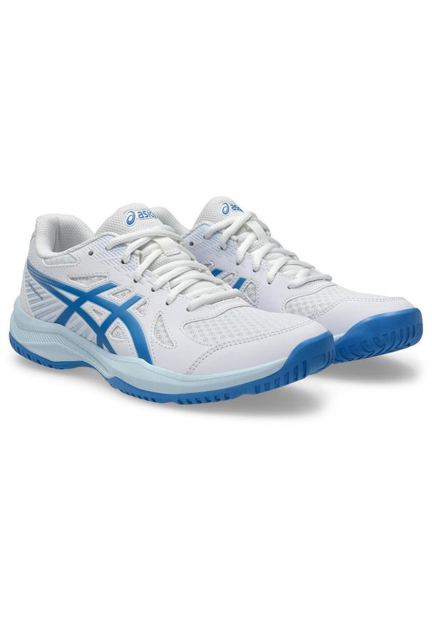 Damskie buty halowe Asics Upcourt 6. Kolor: biały, niebieski, wielokolorowy