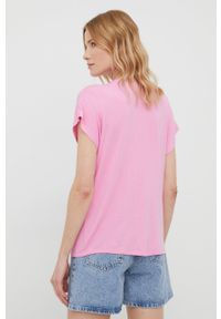 JDY t-shirt damski kolor fioletowy. Okazja: na co dzień. Kolor: różowy. Materiał: dzianina. Długość rękawa: krótki rękaw. Długość: krótkie. Wzór: gładki. Styl: casual