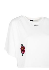 Pinko T-shirt "Toccante" | 101214 A0VI | Kobieta | Biały. Okazja: na co dzień. Kolor: biały. Materiał: bawełna. Wzór: kwiaty, jednolity. Styl: casual, elegancki