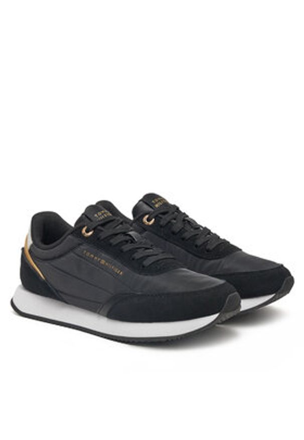 TOMMY HILFIGER - Tommy Hilfiger Sneakersy Essential Runner FW0FW08332 Czarny. Kolor: czarny. Materiał: zamsz, skóra