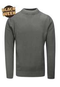 Półgolf Szary, Elegancki. Prosty Krój, Klasyczny, Męski -Brave Soul. Kolor: szary. Materiał: akryl, bawełna. Sezon: zima, jesień. Styl: elegancki, klasyczny #1