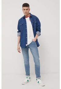 Wrangler jeansy BRYSON GREEN STEEL męskie. Kolor: niebieski #3