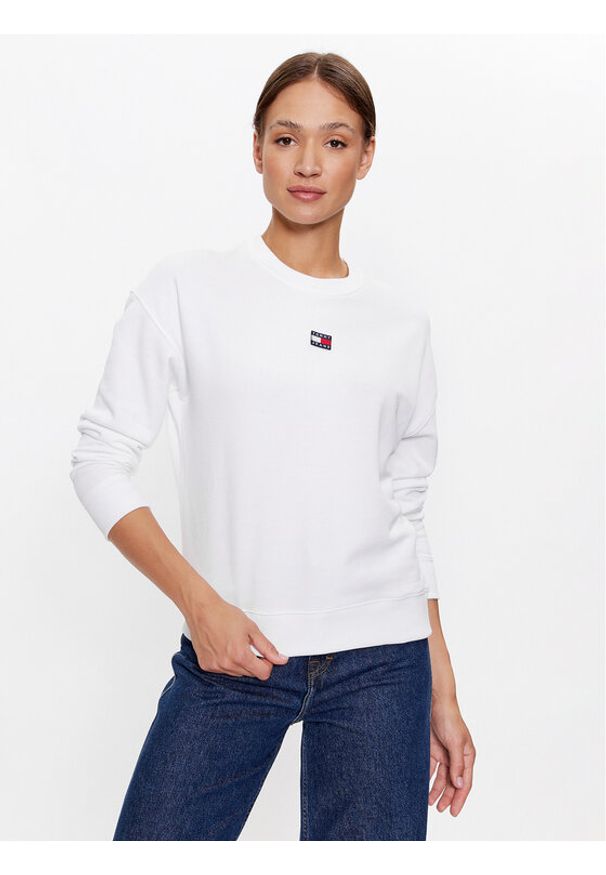 Bluza Tommy Jeans. Kolor: biały. Materiał: bawełna
