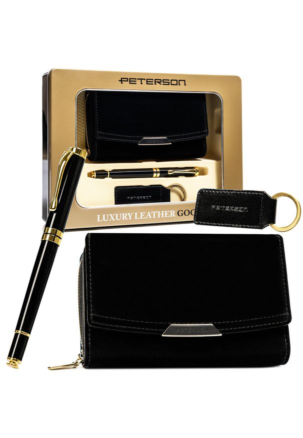 Zestaw prezentowy Peterson PTN ZDE czarny. Kolor: czarny. Materiał: skóra ekologiczna