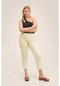 mango - Mango jeansy Mom80 damskie high waist. Stan: podwyższony. Kolor: żółty #2