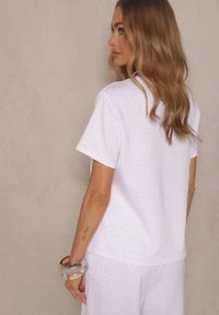 Renee - Biały T-shirt z Wiskozą i Cyrkoniami Erritia. Okazja: na co dzień. Kolor: biały. Materiał: wiskoza. Styl: casual, elegancki