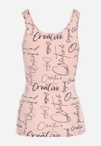 Born2be - Różowy Top z Bawełny z Napisami Savanette. Okazja: na co dzień. Kolor: różowy. Materiał: bawełna. Wzór: napisy. Styl: casual #7