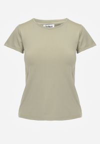Born2be - Jasnozielony Gładki T-shirt o Klasycznym Kroju Lycoris. Okazja: do domu, do pracy, na co dzień. Kolor: zielony. Materiał: jeans. Wzór: gładki. Styl: klasyczny #7