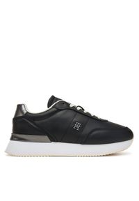 TOMMY HILFIGER - Tommy Hilfiger Sneakersy Chic Fashion Runner FW0FW08695 Czarny. Kolor: czarny. Materiał: skóra
