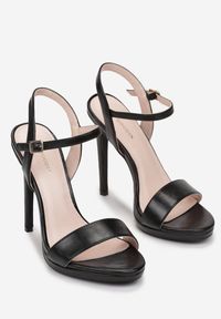 Renee - Czarne Sandały z Otwartym Noskiem na Szpilce Nedora. Nosek buta: otwarty. Kolor: czarny. Obcas: na szpilce. Styl: elegancki #2