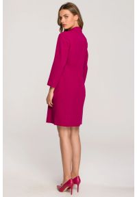 Stylove - Elegancka żakietowa sukienka marynarka z paskiem - śliwkowa. Okazja: na spotkanie biznesowe, do pracy. Styl: elegancki #5