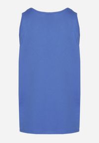 Born2be - Niebieska Klasyczna Bawełniana Koszulka Zivea. Okazja: na co dzień. Kolor: niebieski. Materiał: bawełna. Wzór: aplikacja. Styl: klasyczny #7