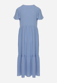 Born2be - Jasnoniebieska Sukienka o Rozkloszowanym Kroju z Wiskozą Filastia. Okazja: na co dzień. Typ kołnierza: dekolt w kształcie V. Kolor: niebieski. Materiał: wiskoza. Długość rękawa: krótki rękaw. Typ sukienki: rozkloszowane. Styl: klasyczny, casual, elegancki #5