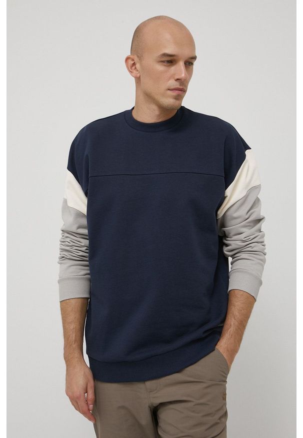 Jack Wolfskin bluza bawełniana męska kolor granatowy wzorzysta. Kolor: niebieski. Materiał: bawełna
