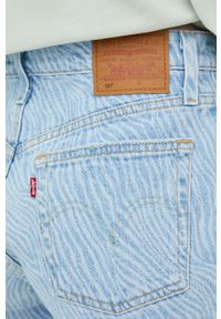 Levi's® - Levi's szorty jeansowe 501 ORIGINAL damskie wzorzyste high waist. Okazja: na spotkanie biznesowe. Stan: podwyższony. Kolor: niebieski. Materiał: jeans. Styl: biznesowy #3