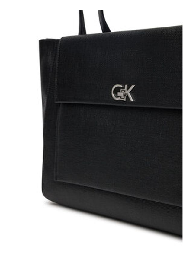 Calvin Klein Torebka Ck Medium Shopper_Tex K60K613178 Czarny. Kolor: czarny. Materiał: skórzane