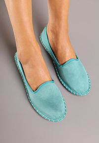 Born2be - Niebieskie Espadryle Balerinki z Ozdobnymi Przeszyciami Firavione. Okazja: na co dzień, na imprezę. Kolor: niebieski. Materiał: len. Sezon: lato. Styl: klasyczny, casual #5