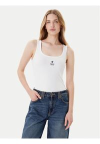Guess Jeans Top W4YP48 KA0H1 Biały Regular Fit. Kolor: biały. Materiał: bawełna