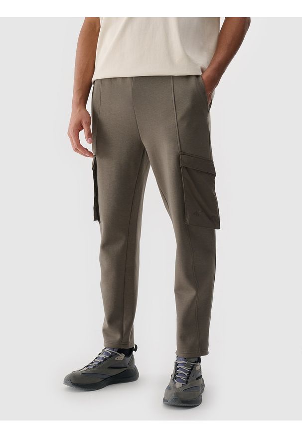 4f - 4F Spodnie casual cargo męskie - brązowe 3XL. Okazja: na co dzień. Kolor: brązowy. Materiał: poliester, tkanina, bawełna, materiał. Styl: casual
