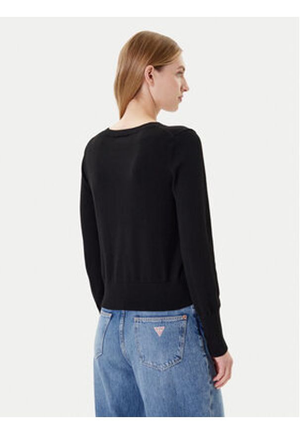 Guess Jeans Sweter W4BR84 Z3HO2 Czarny Regular Fit. Kolor: czarny. Materiał: syntetyk