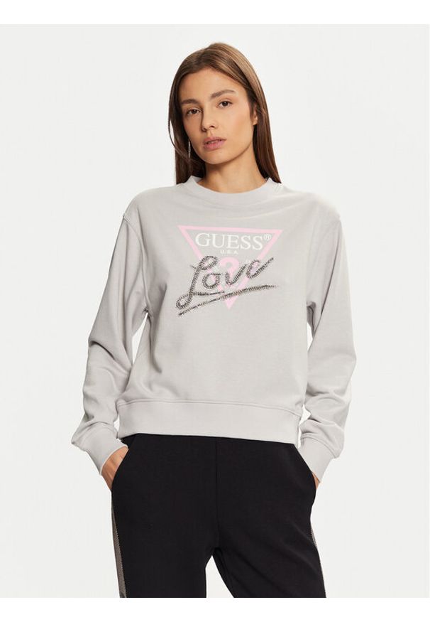 Guess Bluza W5RQ04 KB683 Szary Regular Fit. Kolor: szary. Materiał: syntetyk, bawełna