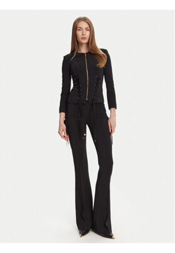 Elisabetta Franchi Marynarka GI-135-51E2 Czarny Regular Fit. Kolor: czarny. Materiał: syntetyk