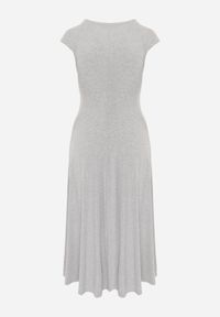 Born2be - Szara Rozkloszowana Bawełniana Sukienka Dzianinowa Mahanaim. Okazja: do pracy, na co dzień. Kolor: szary. Materiał: bawełna, dzianina. Wzór: ażurowy. Typ sukienki: proste, rozkloszowane. Styl: elegancki, casual #7