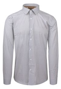 Wizytowa Koszula Bawełniana, Męska (Regular) - Victorio - Brązowo-Niebieski Drobny Wzór. Okazja: na co dzień. Kolor: wielokolorowy. Materiał: bawełna, elastan. Długość rękawa: długi rękaw. Długość: długie. Styl: wizytowy #1