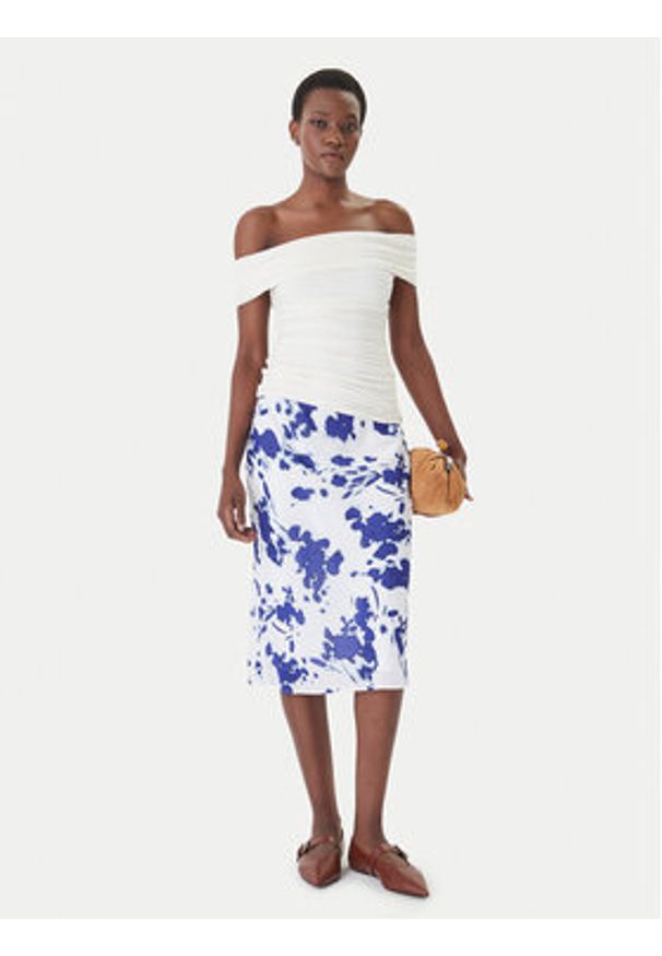 Calvin Klein Spódnica midi LV044F608G Biały Regular Fit. Kolor: biały. Materiał: syntetyk