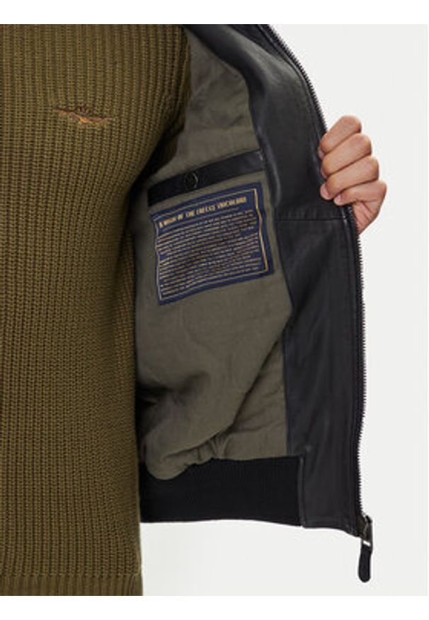 Aeronautica Militare Kurtka skórzana 252PN0959UPL00303 Czarny Regular Fit. Kolor: czarny. Materiał: skóra