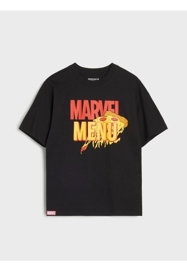Sinsay - Koszulka z nadrukiem na plecach Marvel - czarny. Kolor: czarny. Wzór: motyw z bajki, nadruk