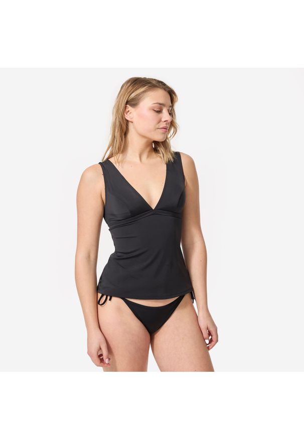 OLAIAN - Góra kostiumu kąpielowego Decathlon tankini Marine. Kolor: czarny. Materiał: poliester, elastan, poliamid, materiał