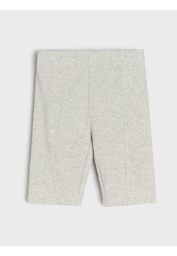 Sinsay - Prążkowane kolarki z bawełny - szary. Kolor: szary. Materiał: prążkowany, bawełna