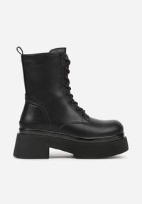 Renee - Czarne Botki Workery na Platformie Tusella. Okazja: na imprezę, na co dzień. Kolor: czarny. Materiał: jeans. Sezon: zima. Obcas: na platformie. Styl: casual #6