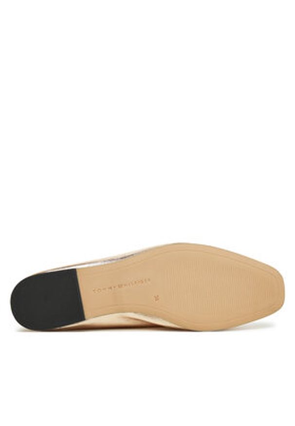 TOMMY HILFIGER - Tommy Hilfiger Baleriny Soft Metal Lthr Ballerina No Bow FW0FW08601 Złoty. Kolor: złoty. Materiał: skóra