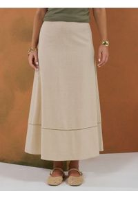 Sinsay - Spódnica maxi z domieszką lnu - kremowy. Kolor: kremowy. Materiał: len