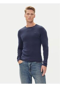 Tommy Jeans Longsleeve DM0DM04409 Granatowy Slim Fit. Kolor: niebieski. Materiał: bawełna. Długość rękawa: długi rękaw