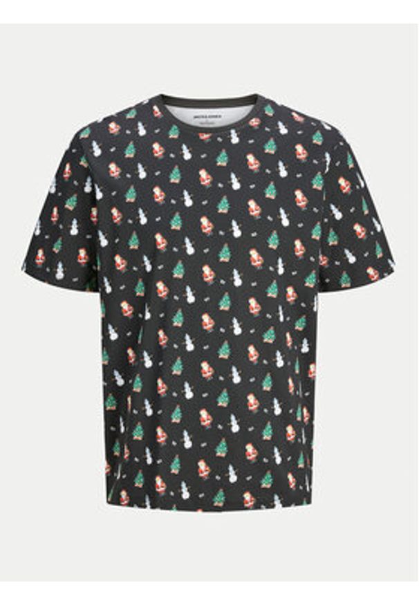 Jack & Jones - Jack&Jones T-Shirt Xmas Merry 12265399 Czarny Standard Fit. Kolor: czarny. Materiał: bawełna