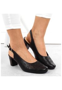 Sandały damskie pełne ażurowe czarne Sergio Leone SK179. Kolor: czarny. Wzór: ażurowy #3