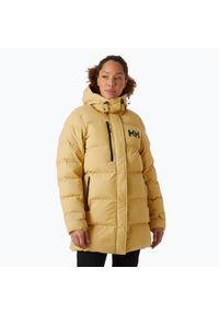 Płaszcz puchowy damski Helly Hansen Adore Puffy Parka. Kolor: beżowy, żółty, wielokolorowy. Materiał: puch. Sezon: zima