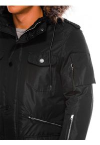 Ombre Clothing - Kurtka męska zimowa parka C410 - czarna - XL. Kolor: czarny. Materiał: poliester. Sezon: zima #3