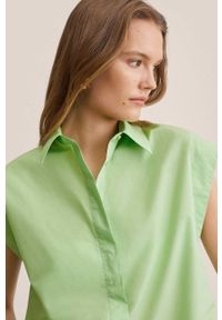 mango - Mango koszula bawełniana Matris damska kolor zielony regular z kołnierzykiem klasycznym. Okazja: na co dzień. Typ kołnierza: kołnierzyk klasyczny. Kolor: zielony. Materiał: bawełna. Wzór: gładki. Styl: klasyczny #4