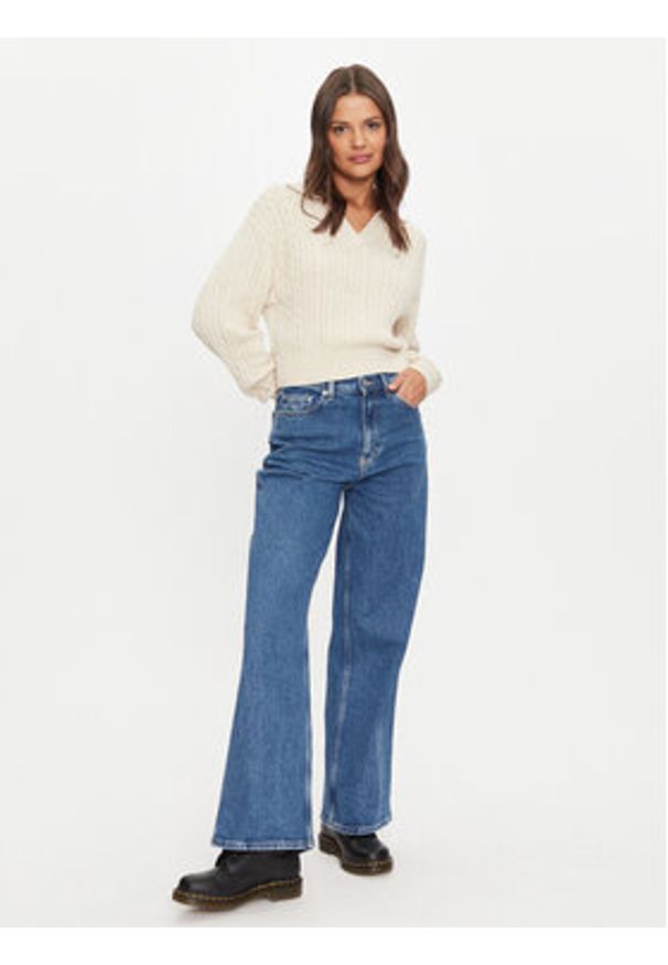 Tommy Jeans Sweter Rugby DW0DW18680 Beżowy Regular Fit. Kolor: beżowy. Materiał: bawełna