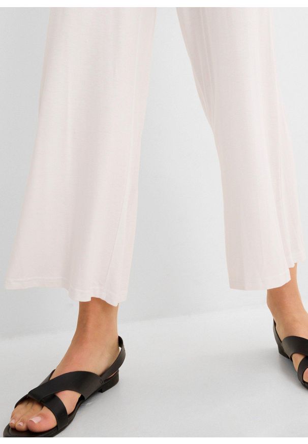 bonprix - Spodnie z dżerseju 7/8, z lejącej mieszanki wiskozy. Kolor: biały. Materiał: wiskoza, jersey