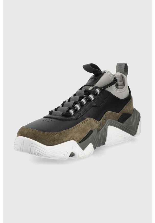 Hugo - HUGO sneakersy Quake kolor szary. Nosek buta: okrągły. Zapięcie: sznurówki. Kolor: szary. Materiał: guma