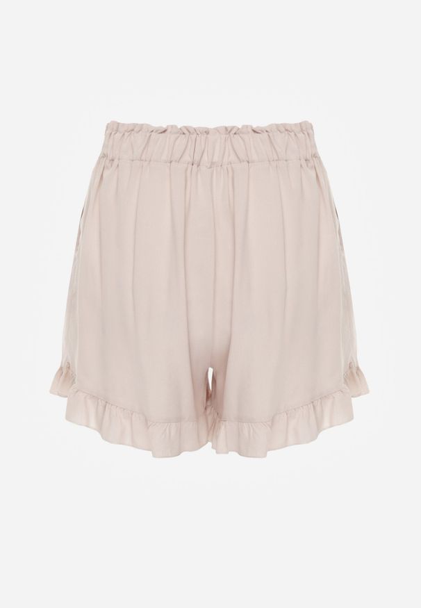 Born2be - Beżowe Szorty z Wiskozy Ionona. Kolor: beżowy. Materiał: wiskoza. Długość: krótkie. Wzór: gładki. Sezon: wiosna, lato